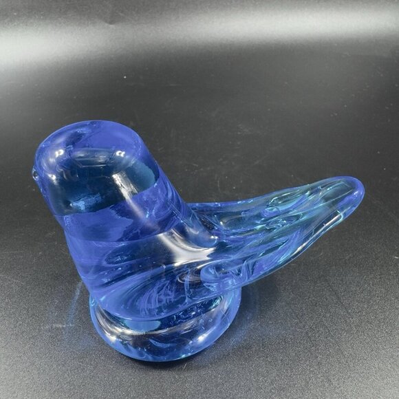 1990 Leo Ward Blue Bird Of Happiness Glass Bird Tea Light Holder UV Glow Votive - Picture 10 of 12